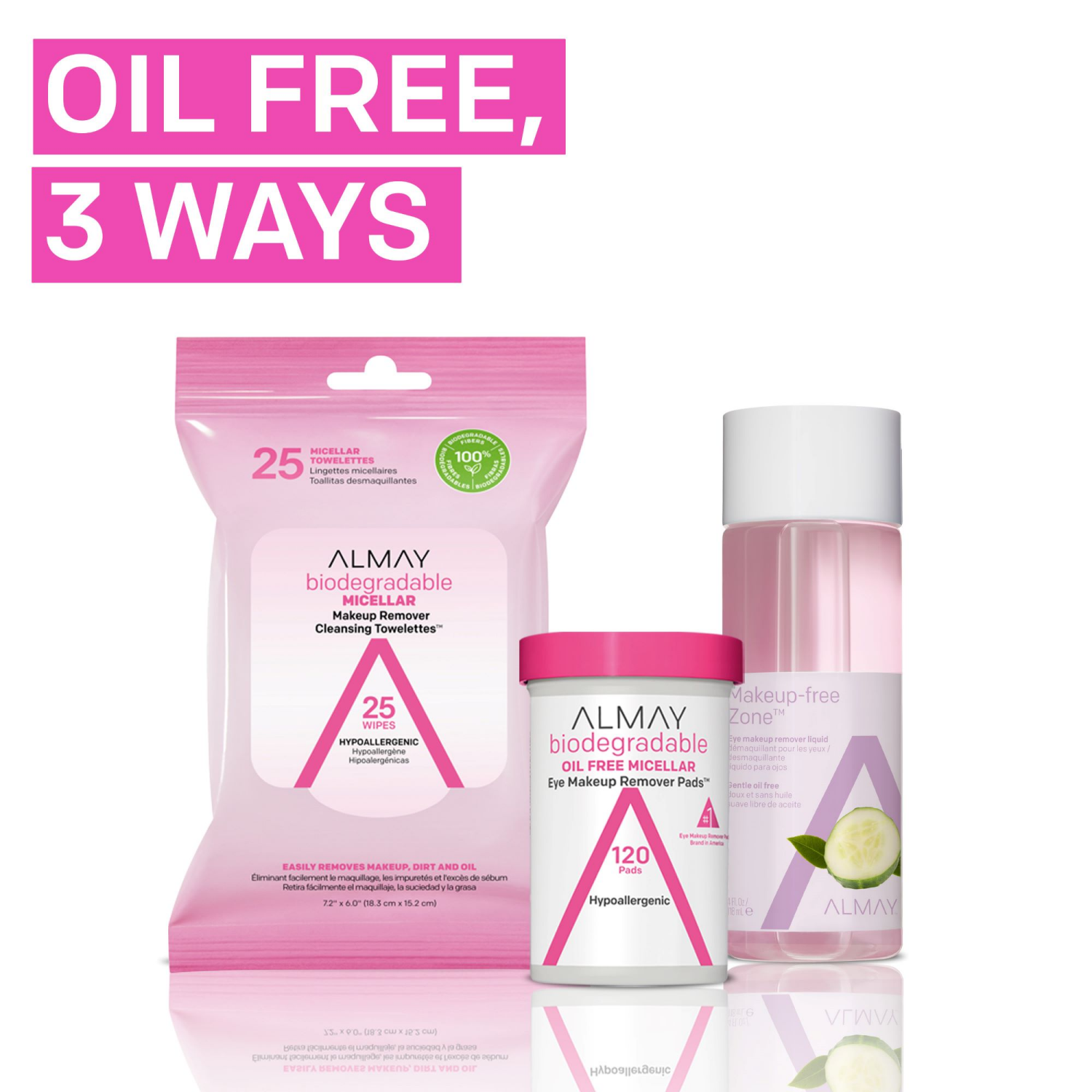 slide 3 of 5, Almay Biodegradable Micellar Eye Makeup Remover Pads, 120 ct