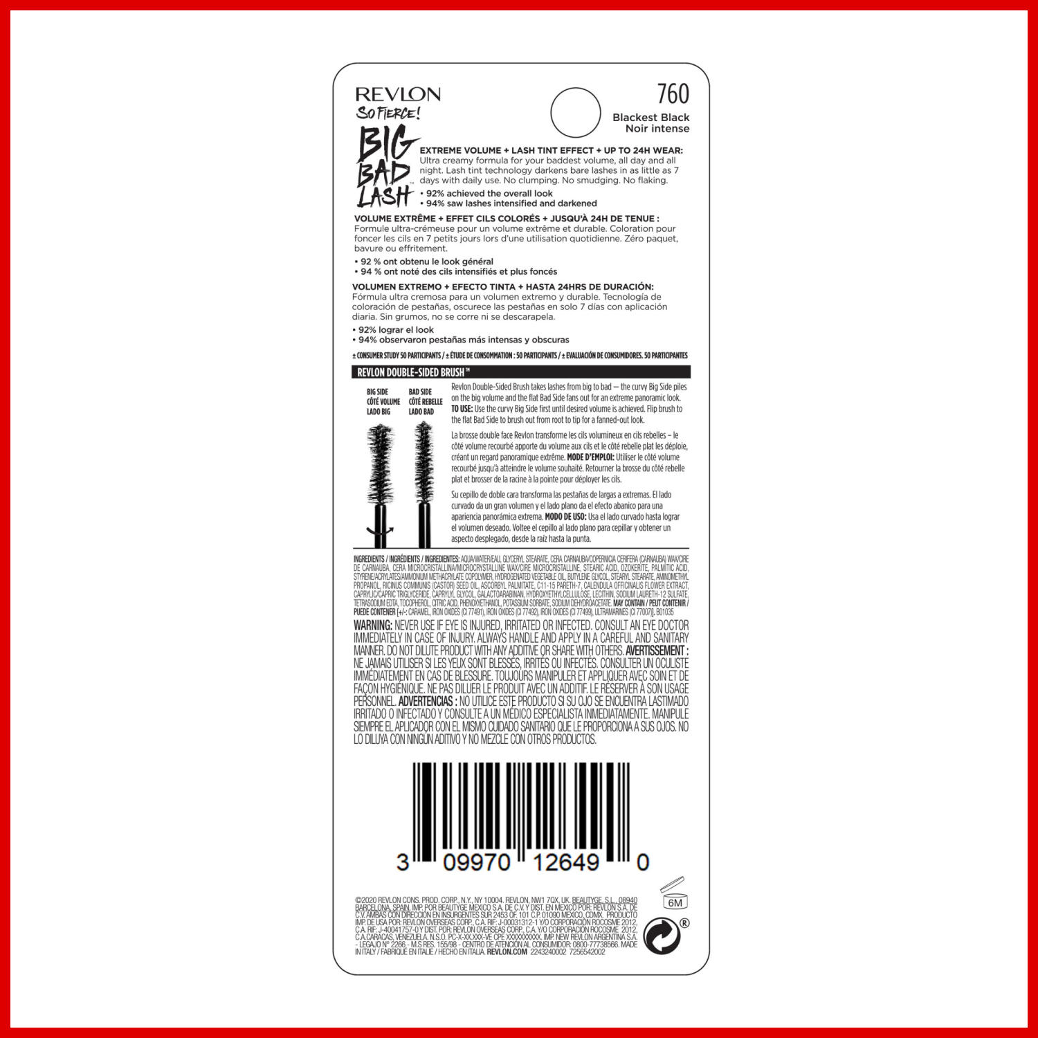 slide 2 of 5, Revlon So Fierce Big Bad Lash Non-Waterproof Blackest Black Mascara, 0.34 fl oz