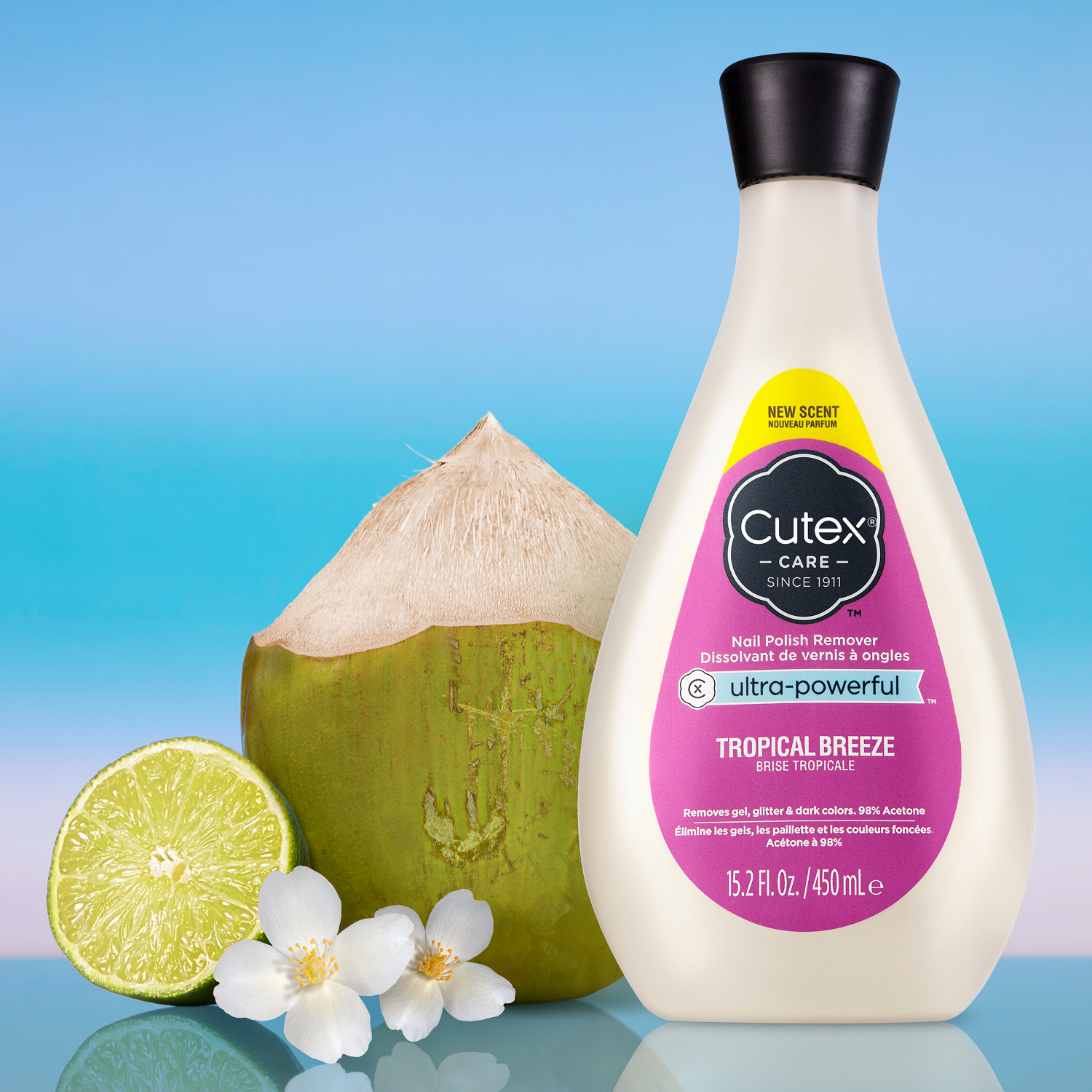 slide 2 of 4, Cutex Ultra Powerful Nail Polish Remover, Tropical Breeze, 15.2 fl oz