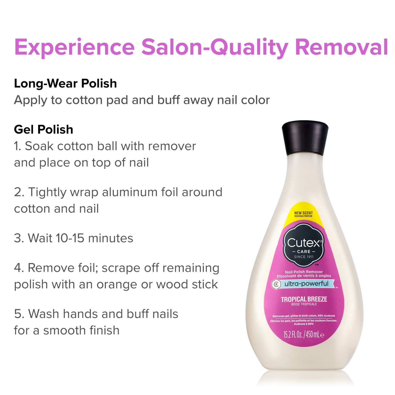 slide 4 of 4, Cutex Ultra Powerful Nail Polish Remover, Tropical Breeze, 15.2 fl oz