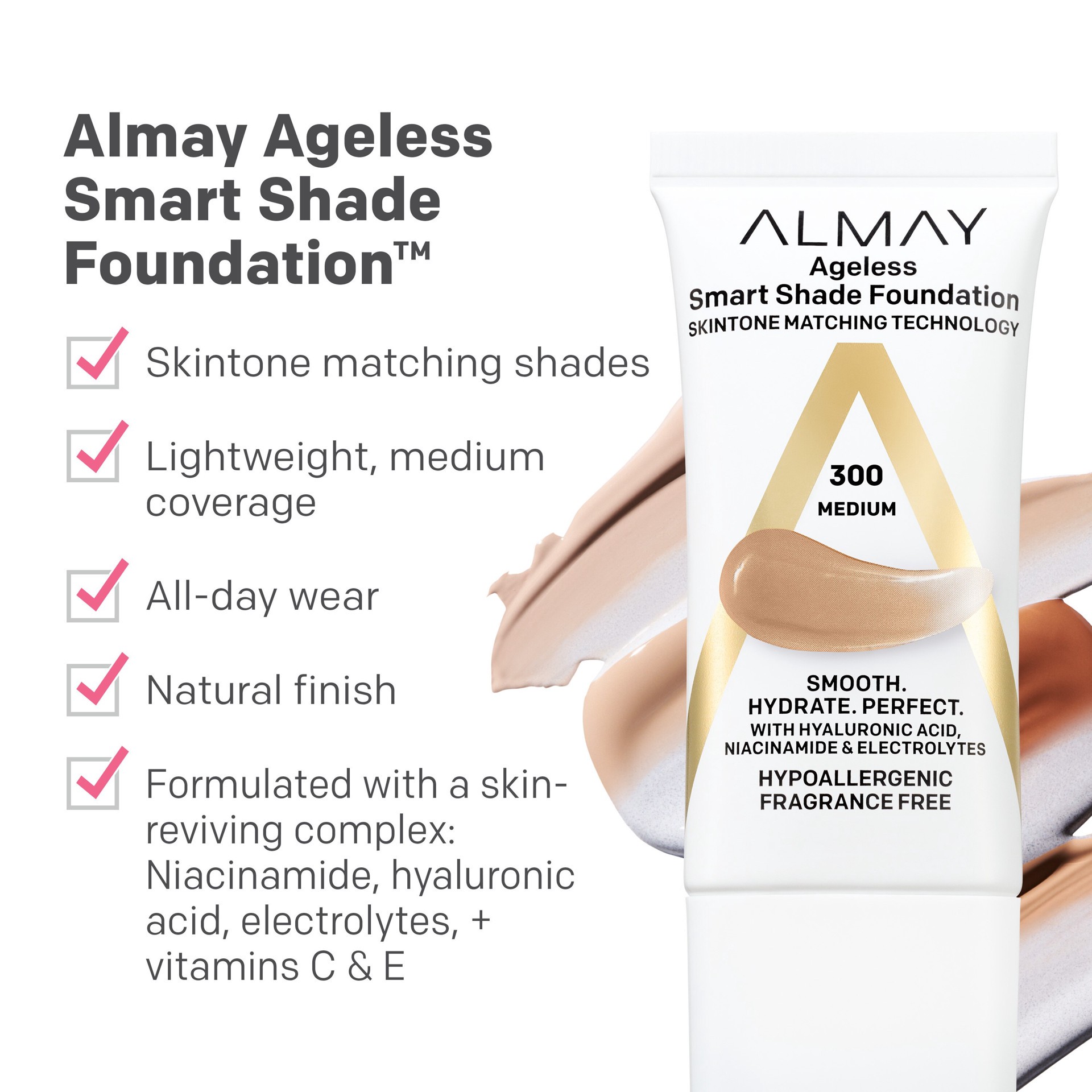 slide 7 of 8, Almay Ageless Medium 300 Smart Shade Foundation 1 fl oz, 1 fl oz