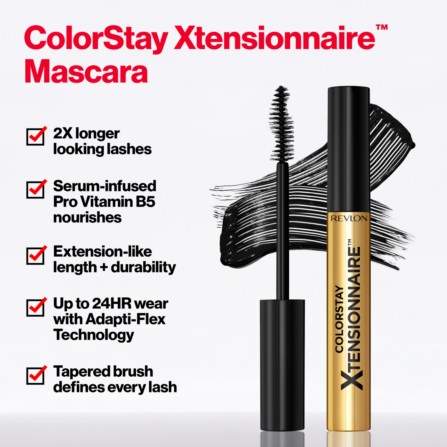 slide 2 of 8, Revlon Xtensionnaire Mascara Waterproof Black, 0.27 oz