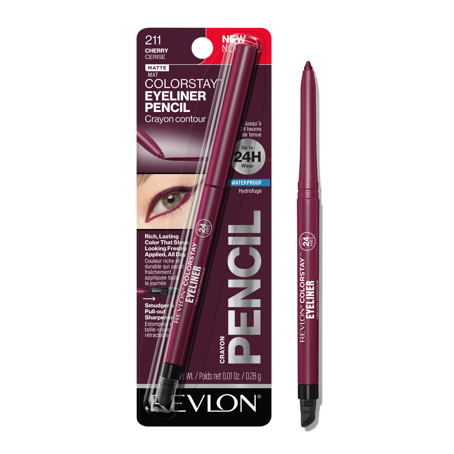 slide 1 of 8, REVLON Colorstay Eyeliner Cherry, 1 ct