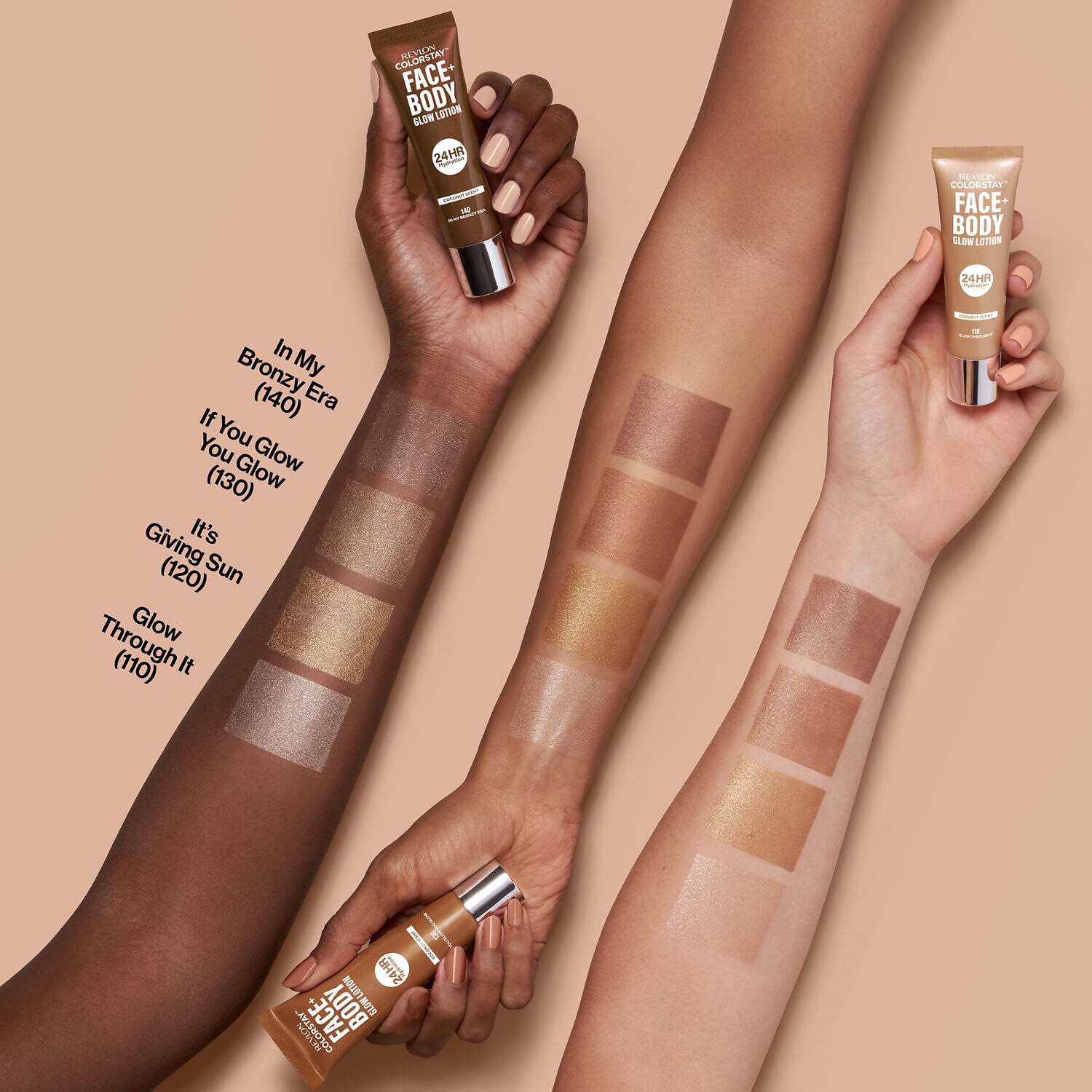 slide 2 of 5, Revlon ColorStay 140 In My Bronzy Era Face + Body Coconut Scent Glow Lotion 1 fl oz, 1 oz