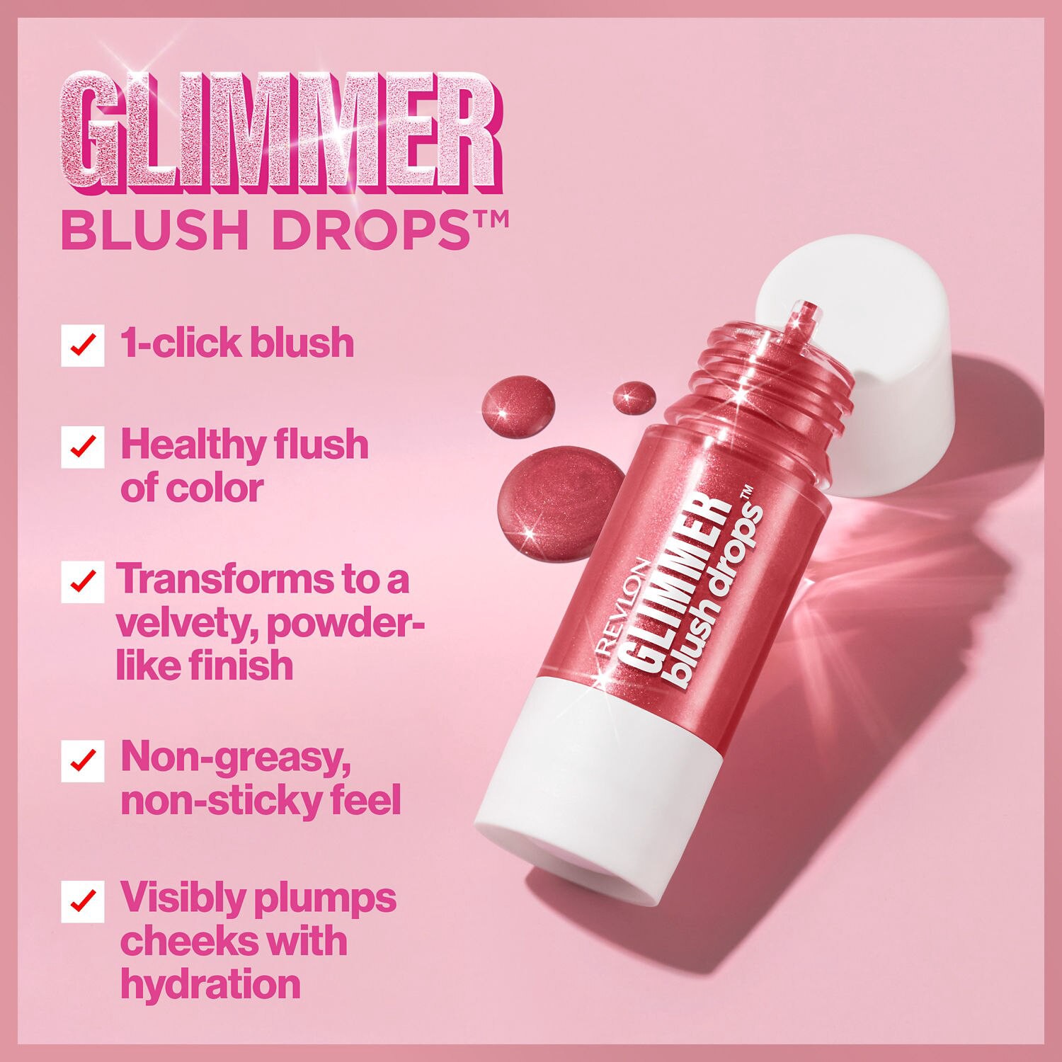 slide 2 of 14, Revlon Glimmer 101 Coralicious Blush Drops 0.32 fl oz, 0.32 oz