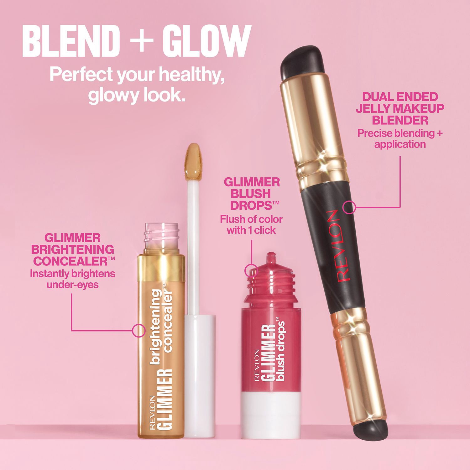 slide 3 of 14, Revlon Glimmer Blush Drops-Field Of Roses, 0.32 oz