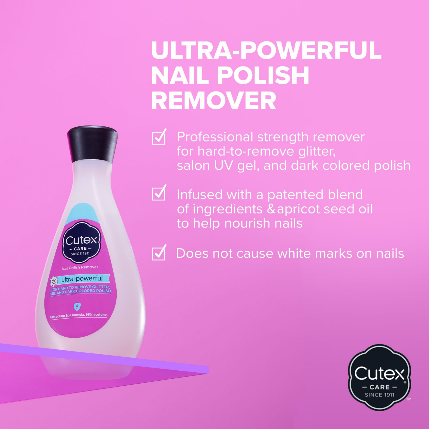slide 3 of 5, Cutex Ultra-Powerful Nail Polish Remover, 6.76 fl oz