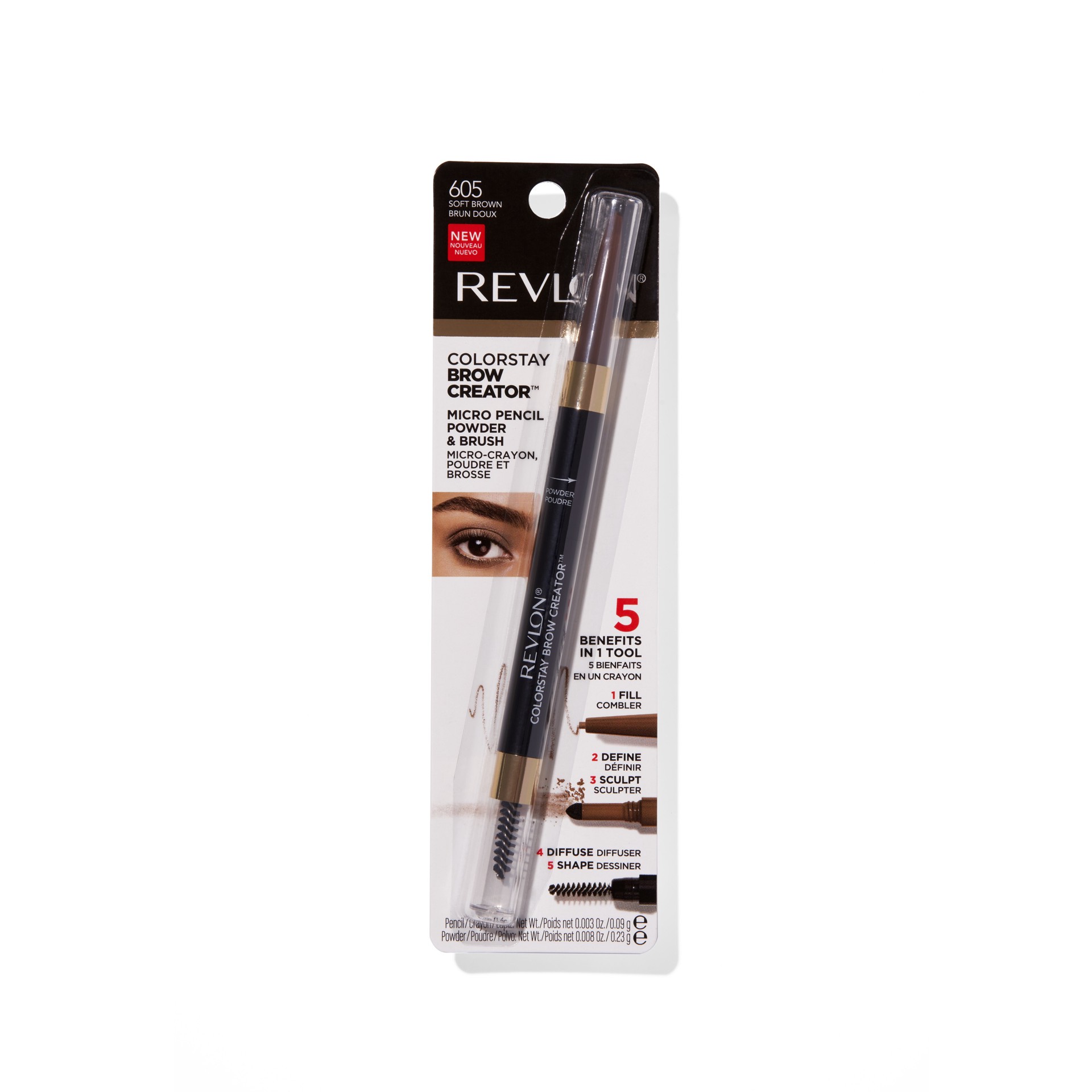 slide 4 of 7, Revlon All In 1 Soft Brown Brow, 0.011 oz