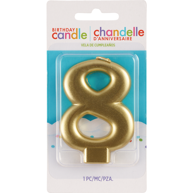slide 1 of 1, AMSCAN Cndl Metallic Numeral #8 Gold, 1 ct