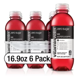 vitaminwater zero xxx, electrolyte enhanced water w/ vitamins, açai-blueberry-pomegranate drinks