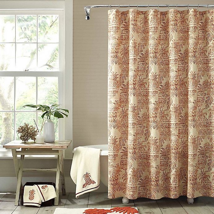 slide 1 of 3, Tommy Bahama Pineapple Palm Shower Curtain - Sienna, 1 ct