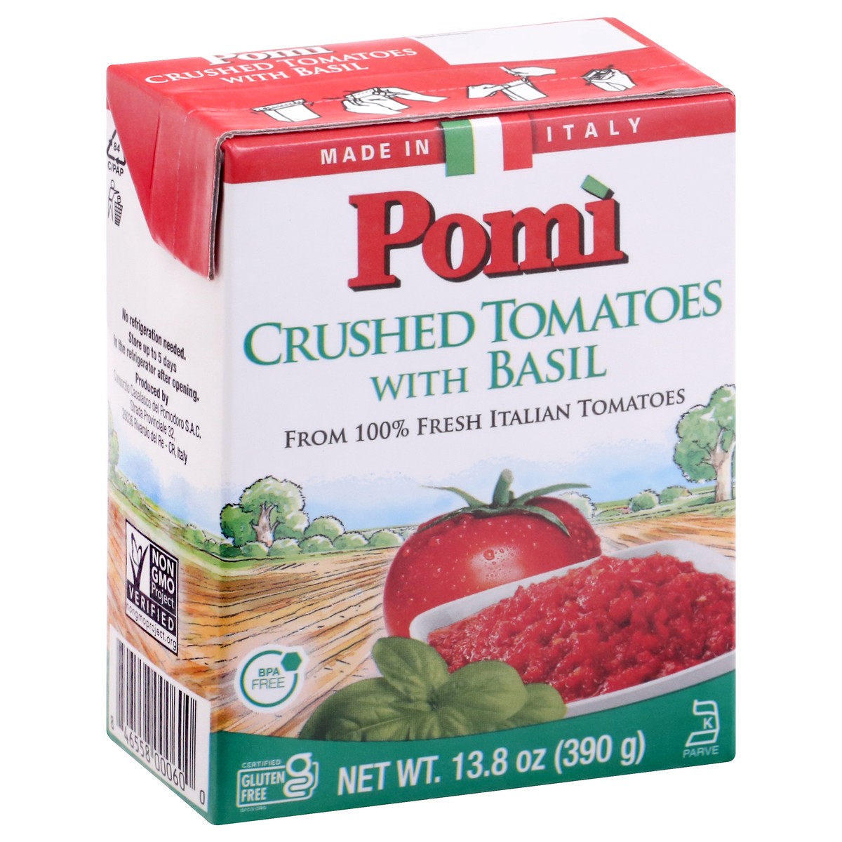 slide 2 of 9, Pomi Crushed Tomatoes with Basil 13.8 oz, 13.8 oz