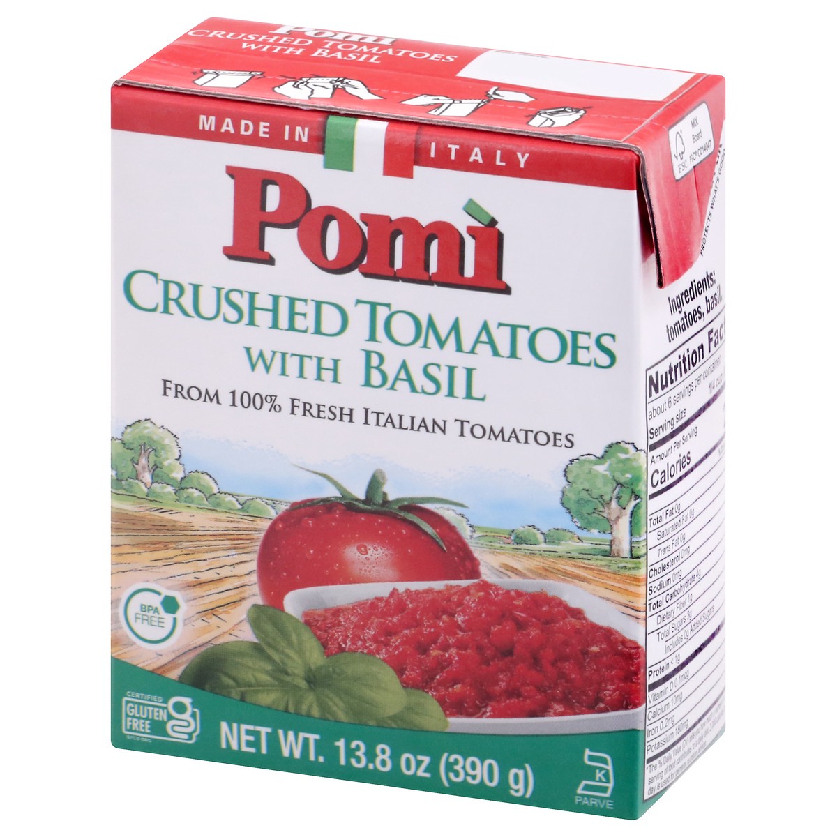 slide 3 of 9, Pomi Crushed Tomatoes with Basil 13.8 oz, 13.8 oz