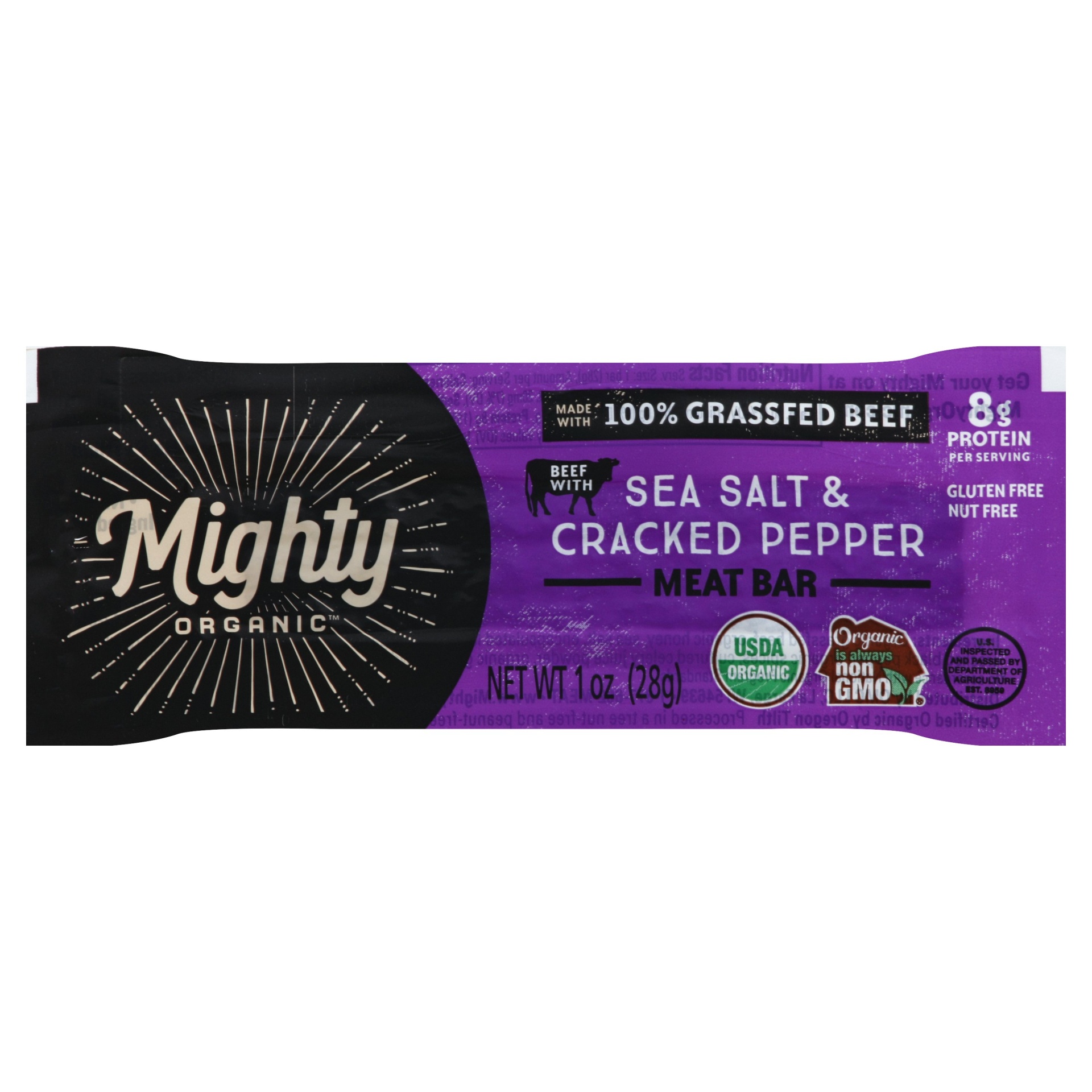 slide 1 of 6, Mighty Organic Organic Sea Salt And Black Pepper Beef Bar, 1 oz