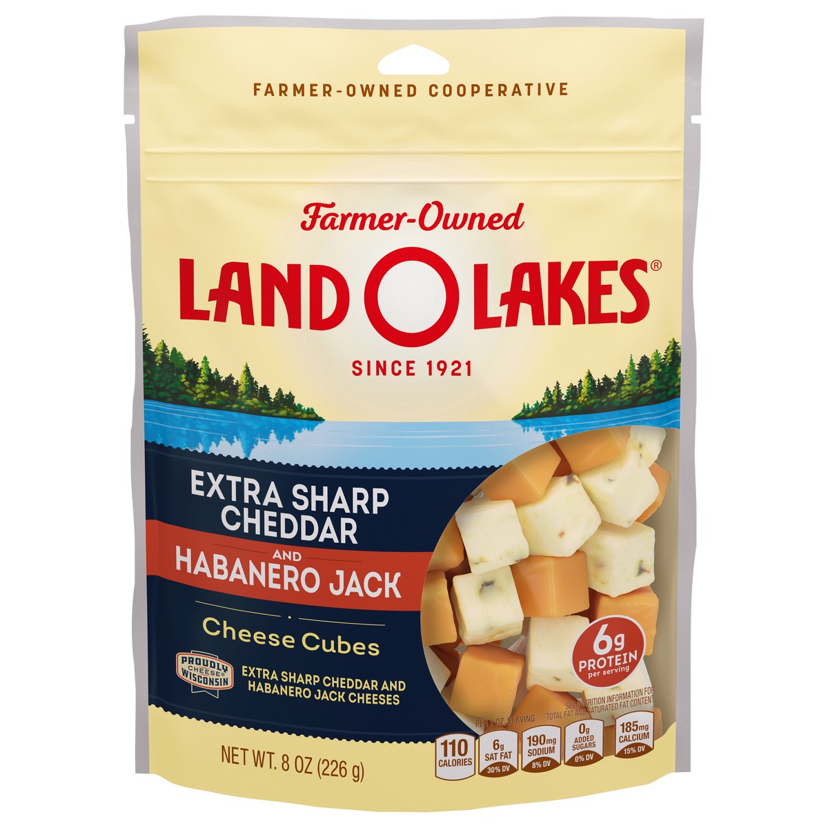 slide 1 of 14, Land O'Lakes Extra Sharp Cheddar & Habanero Jack Cheese Cubes, 8 oz