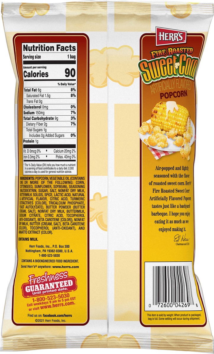 slide 3 of 7, Herr's Fire Roasted Sweet Corn Popcorn 0.625 oz, 0.62 oz