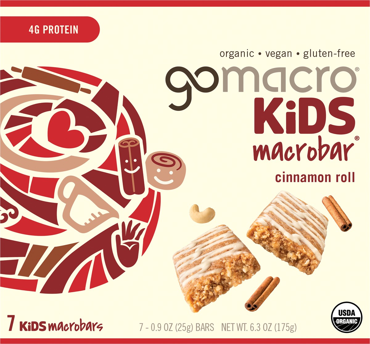 slide 3 of 10, GoMacro Org Cinnamon Roll Kids 6.3Oz, 0.9 oz