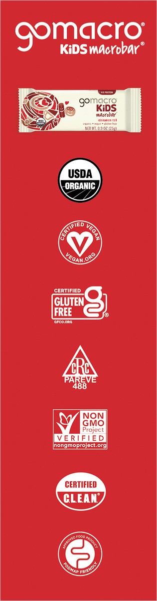 slide 7 of 10, GoMacro Org Cinnamon Roll Kids 6.3Oz, 0.9 oz