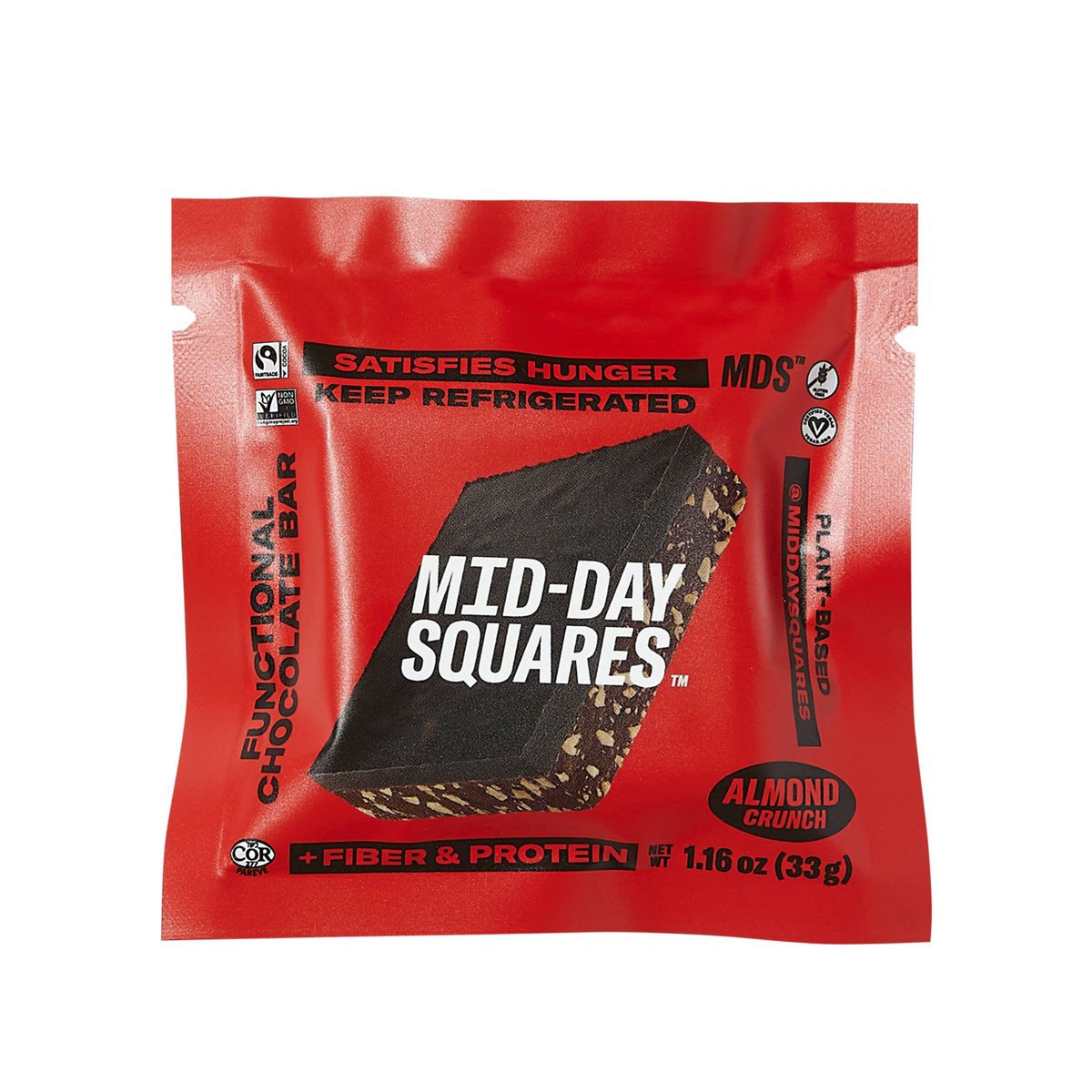 slide 1 of 1, Mid-Day Squares Almond Crunch Chocolate + Functional Bar 1.16 oz, 1 ct