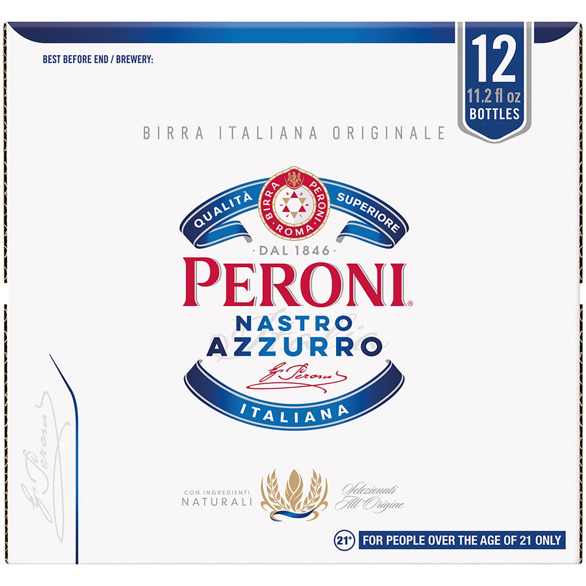 slide 1 of 2, Peroni Nastro Azzurro, 12 ct; 11.2 oz