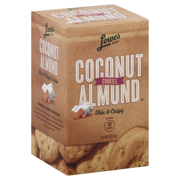 slide 1 of 1, Lowes Foods Thin Crisp Cookies Coconut Almond, 6 oz