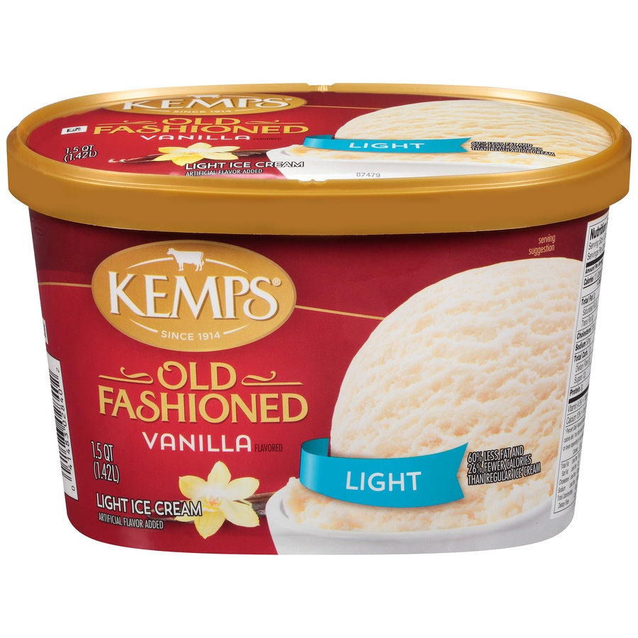 slide 1 of 8, Kemps Light Ice Cream, Natural Vanilla, 1.5 qt