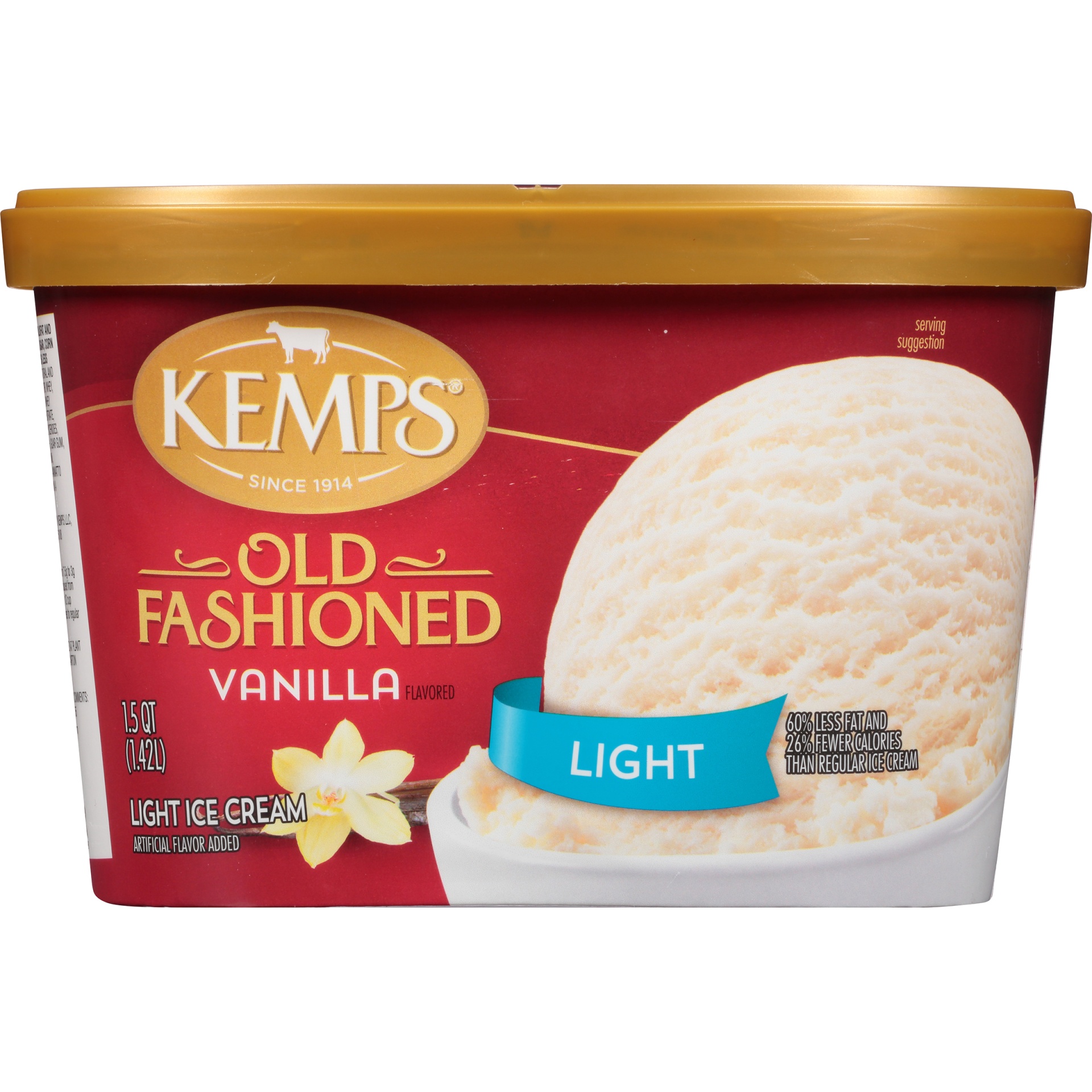 slide 6 of 8, Kemps Light Ice Cream, Natural Vanilla, 1.5 qt