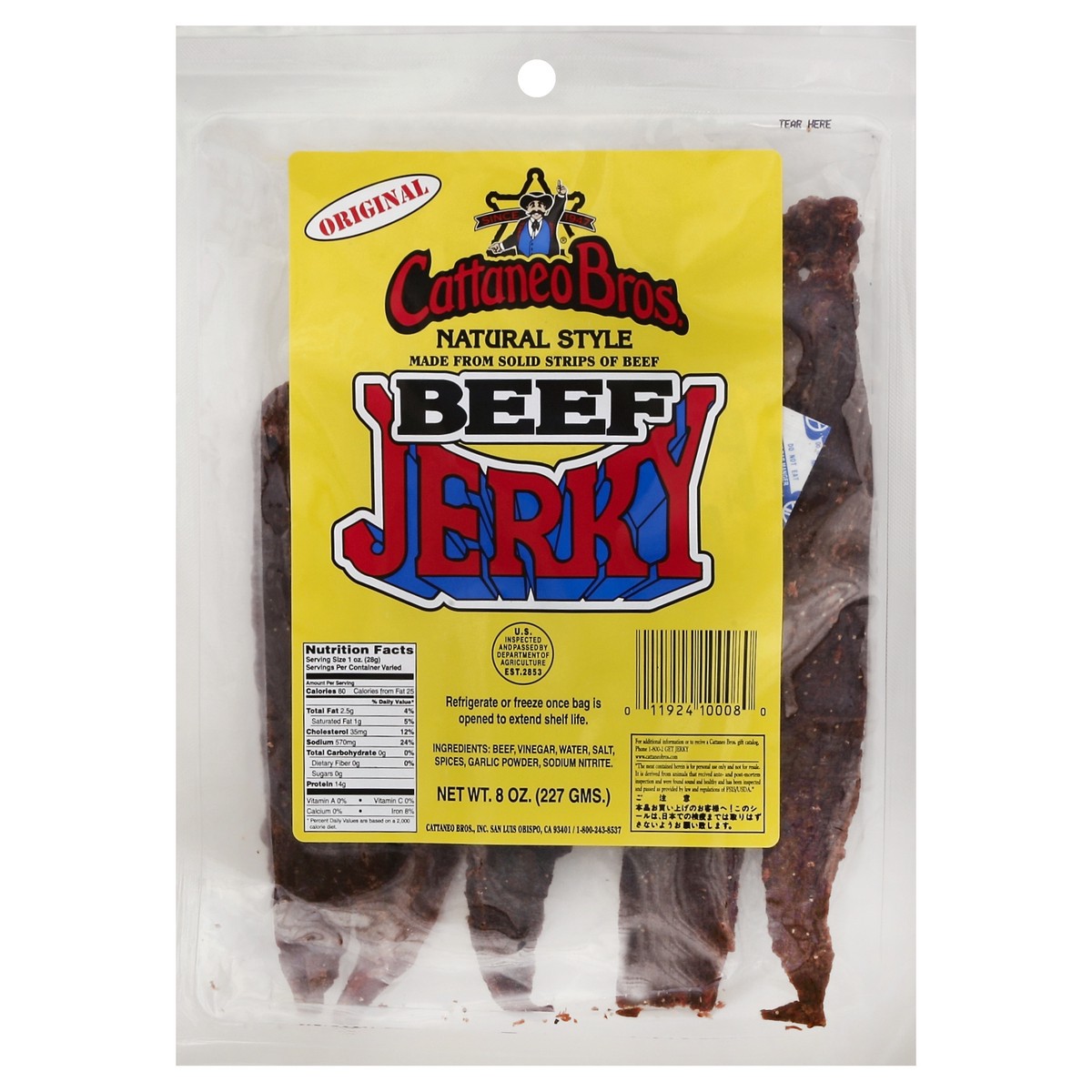 slide 2 of 4, Cattaneo Bros. Beef Jerky 8 oz, 8 oz