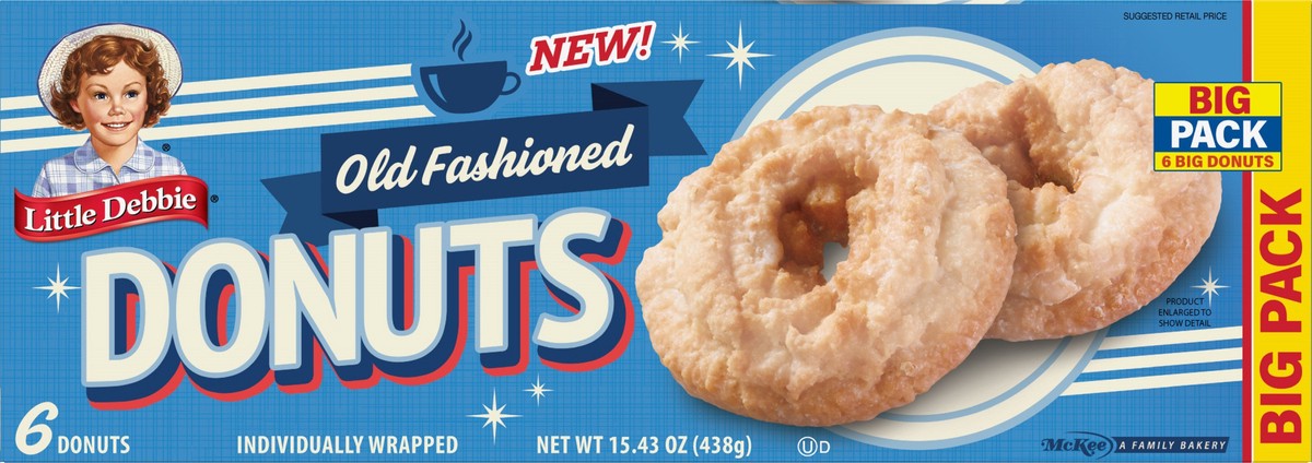 slide 6 of 13, Little Debbie Snack Cakes, Little Debbie Big Pack Old Fashioned Donuts, 6 ct