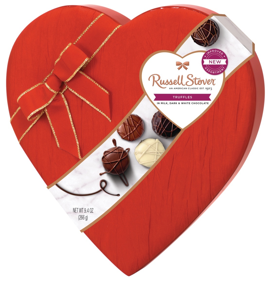 slide 1 of 1, Russell Stover Satin Heart Truffles Valentines Candy Box, 9.4 oz