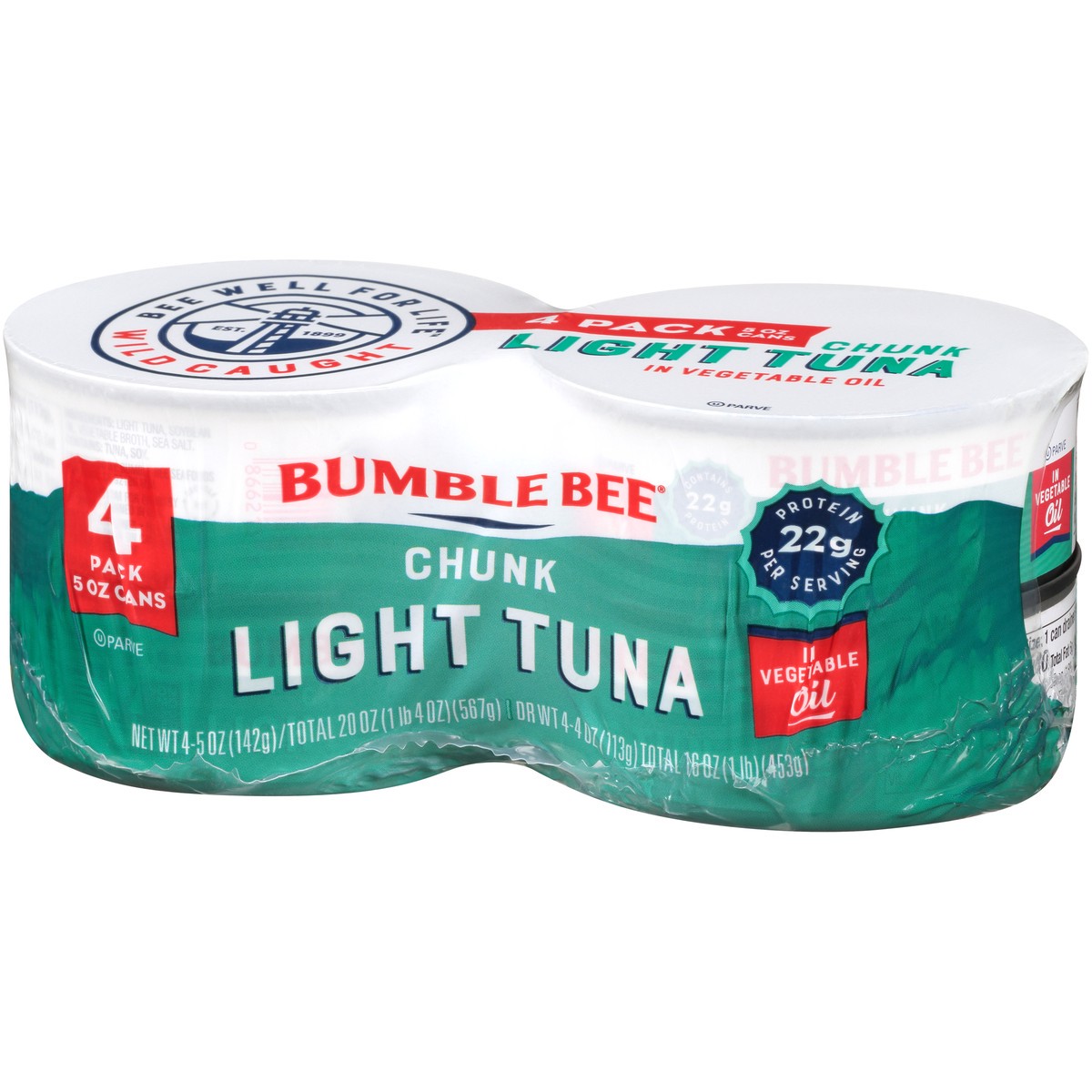slide 11 of 11, Bumble Bee Chunk Light Tuna in Vegetable Oil 4 - 5 oz Cans, 4 ct
