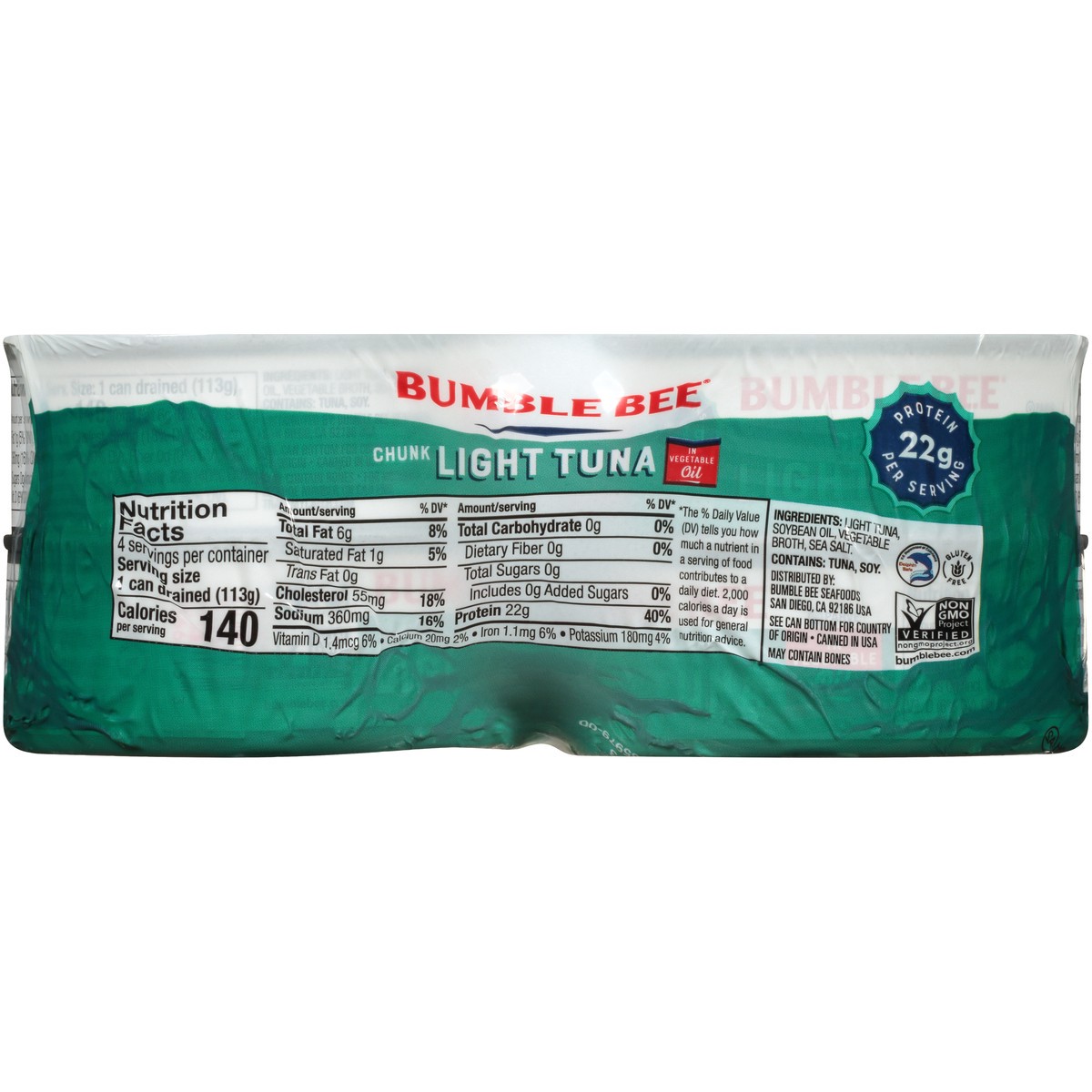 slide 9 of 11, Bumble Bee Chunk Light Tuna in Vegetable Oil 4 - 5 oz Cans, 4 ct