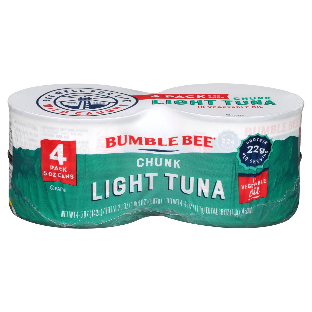 slide 6 of 11, Bumble Bee Chunk Light Tuna in Vegetable Oil 4 - 5 oz Cans, 4 ct