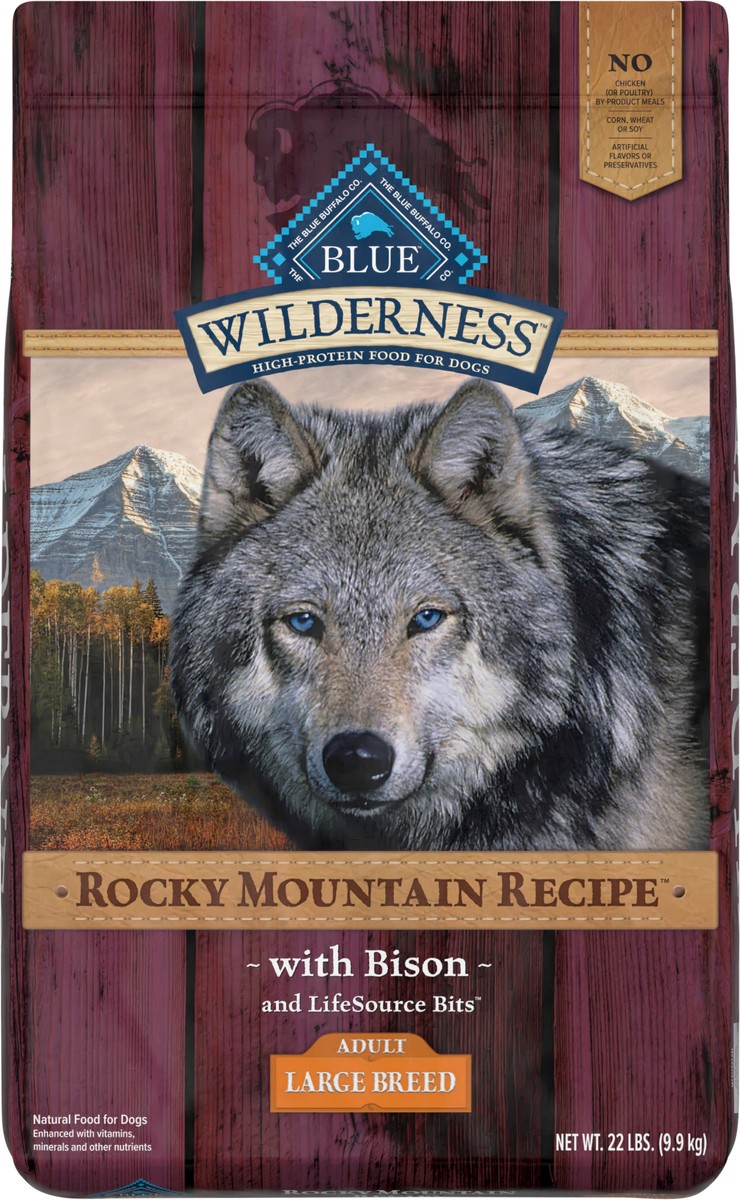 slide 3 of 13, Blue Buffalo Wilderness Rocky Mountain Recipe High Protein, Natural Adult Large Breed Dry Dog Food, Bison 22-lb, 22 lb