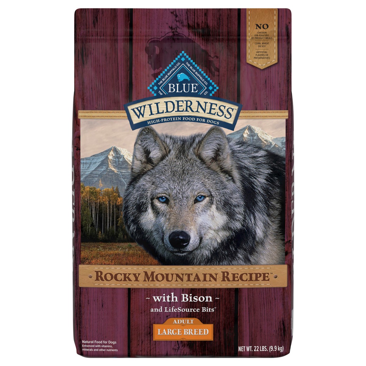 slide 13 of 13, Blue Buffalo Wilderness Rocky Mountain Recipe High Protein, Natural Adult Large Breed Dry Dog Food, Bison 22-lb, 22 lb