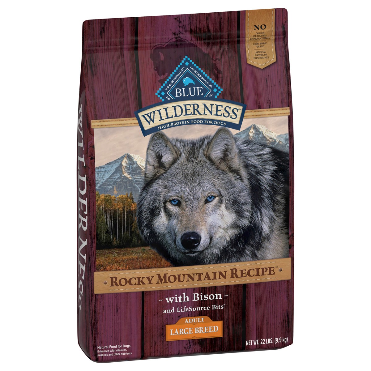 slide 10 of 13, Blue Buffalo Wilderness Rocky Mountain Recipe High Protein, Natural Adult Large Breed Dry Dog Food, Bison 22-lb, 22 lb