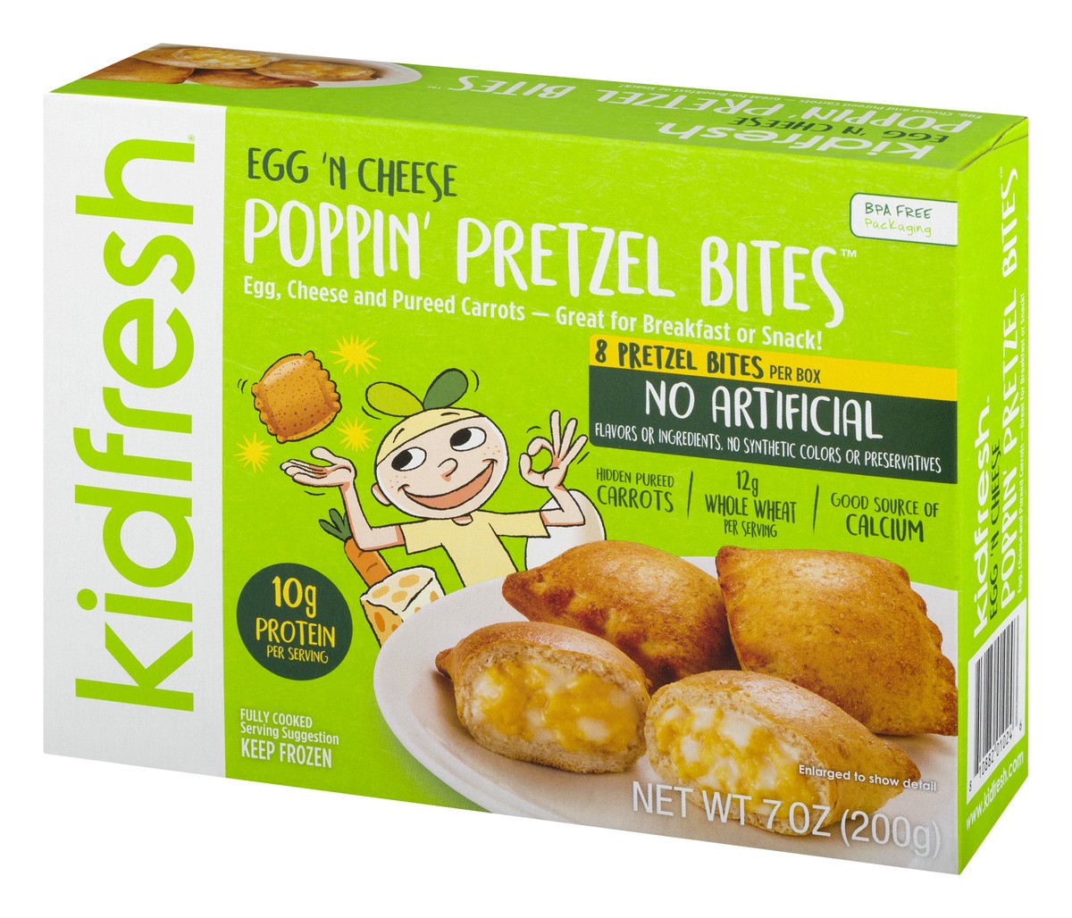 slide 4 of 9, Kidfresh Egg & Cheese Frozen Poppin Pretzel Bites, 7 oz