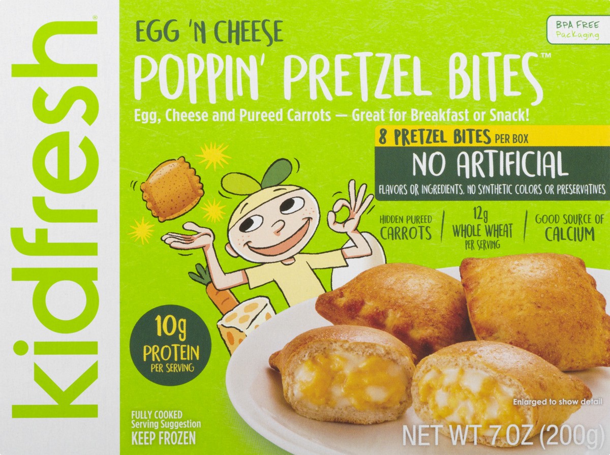 slide 8 of 9, Kidfresh Egg & Cheese Frozen Poppin Pretzel Bites, 7 oz