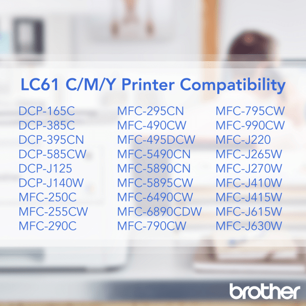 slide 2 of 3, Brother Lc61Cmy Tricolor Ink Cartridges, Pack Of 3, 3 ct