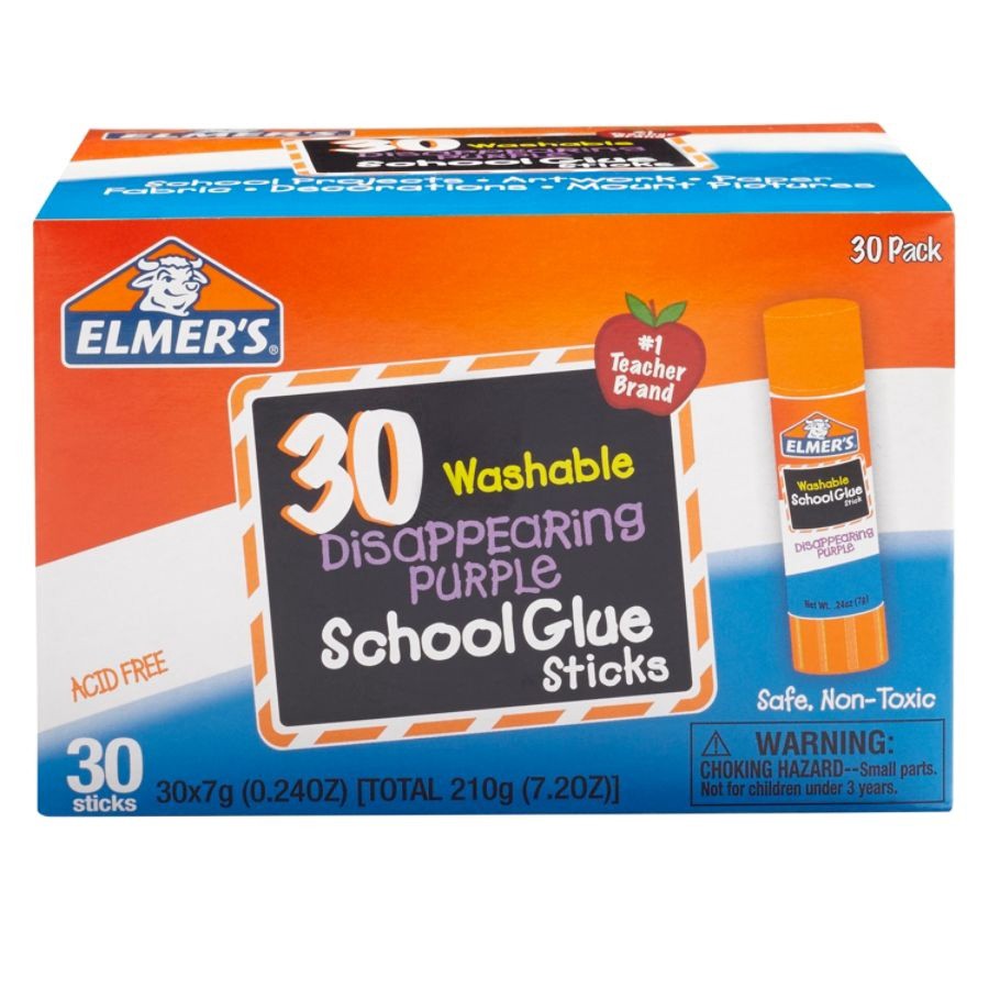 slide 2 of 8, Elmer's Washable Purple School Glue Sticks, 30 ct