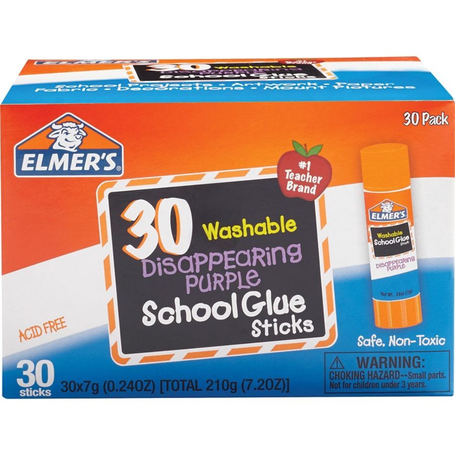 slide 8 of 8, Elmer's Washable Purple School Glue Sticks, 30 ct