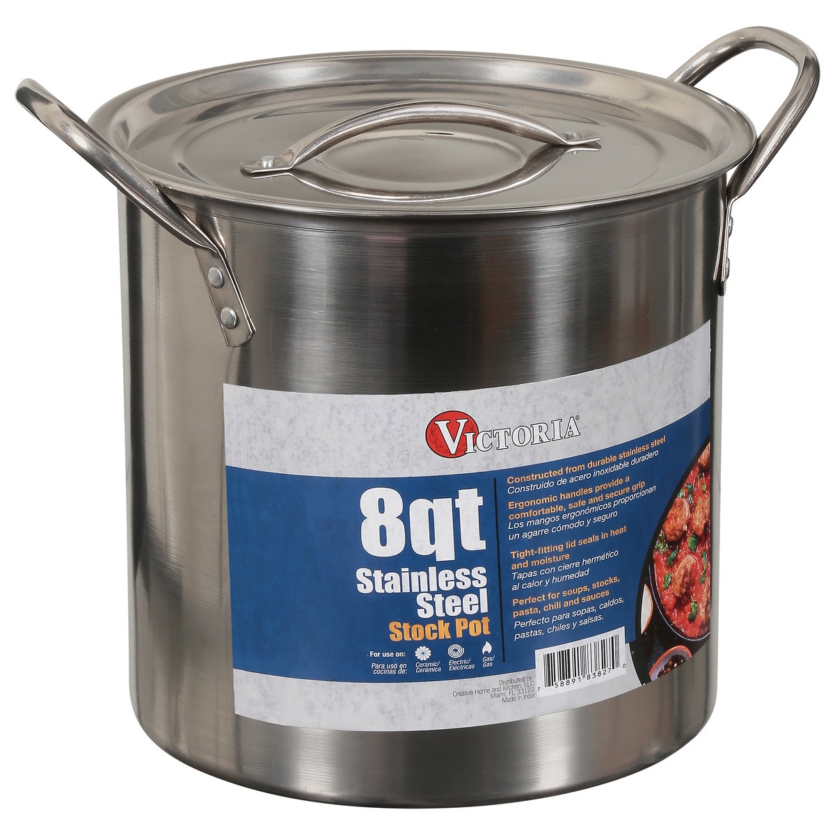 slide 2 of 9, Victoria 8 Quart Stainless Steel Stock Pot 1 ea, 8 qt