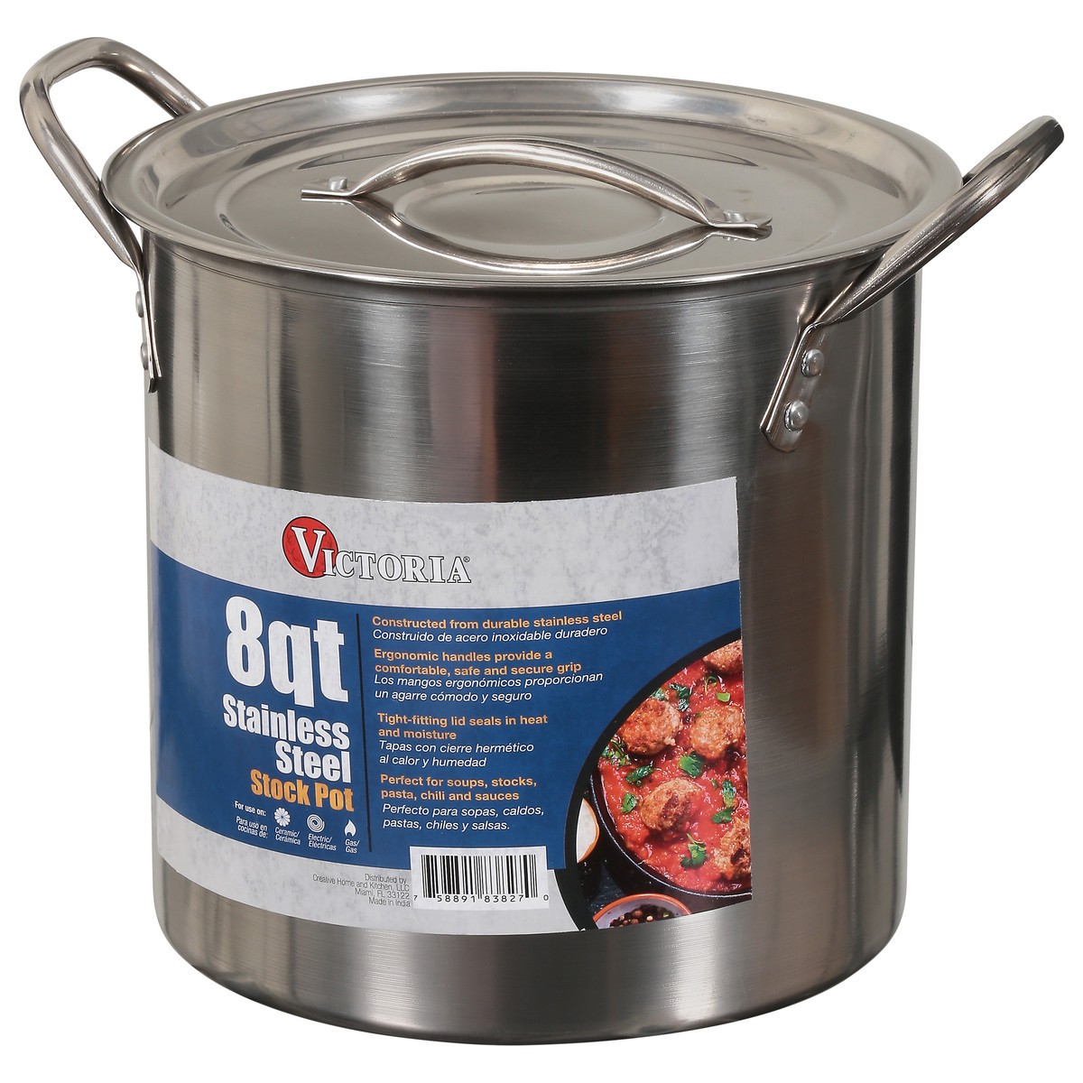 slide 3 of 9, Victoria 8 Quart Stainless Steel Stock Pot 1 ea, 8 qt