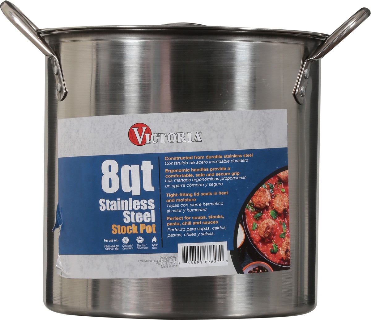 slide 6 of 9, Victoria 8 Quart Stainless Steel Stock Pot 1 ea, 8 qt