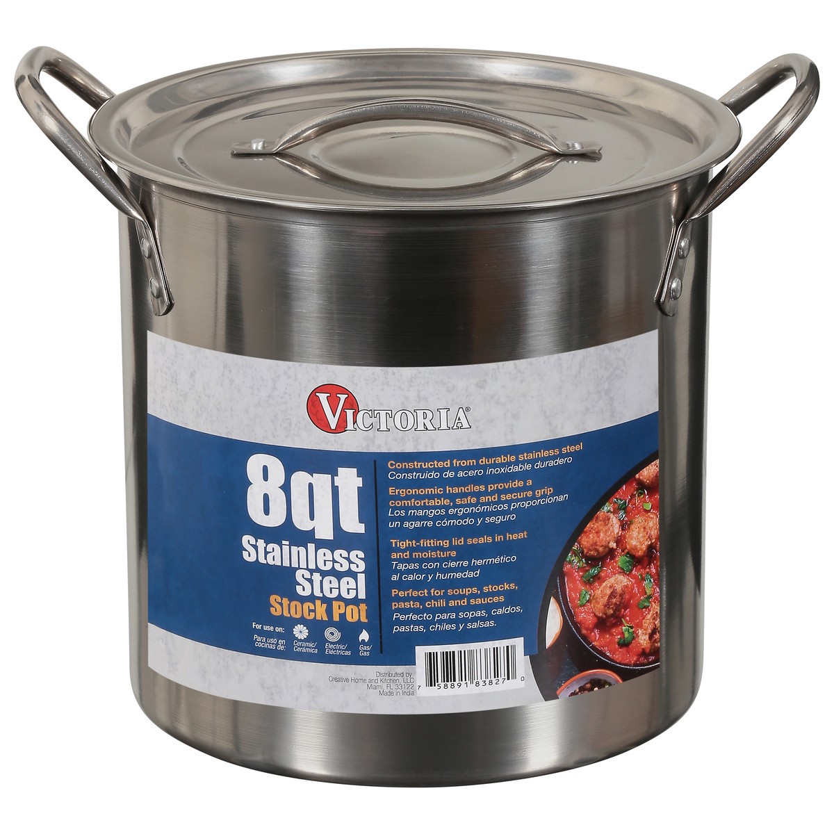 slide 1 of 9, Victoria 8 Quart Stainless Steel Stock Pot 1 ea, 8 qt