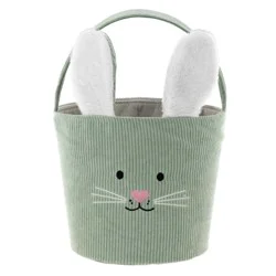 Holiday Home 10.5-Inch Corduroy Bunny Basket - Green