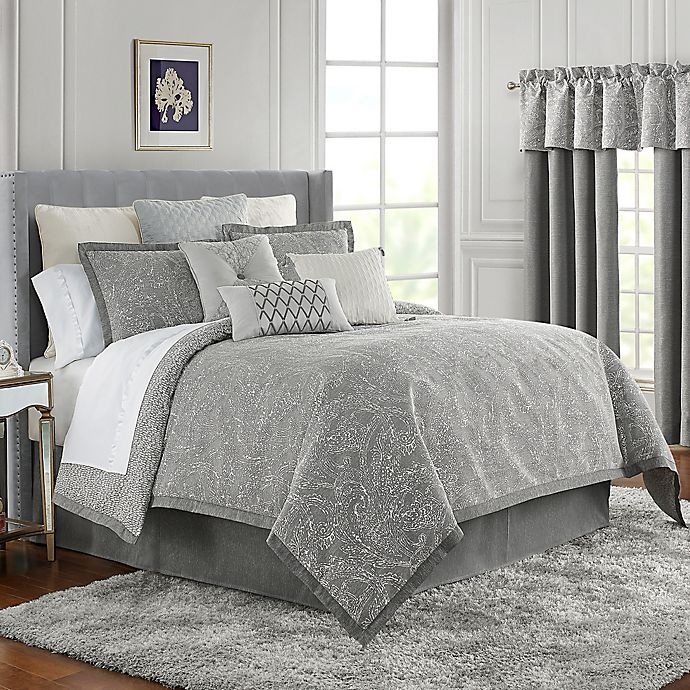 slide 1 of 7, Waterford Aidan Reversible Queen Comforter Set - Gunmetal, 1 ct