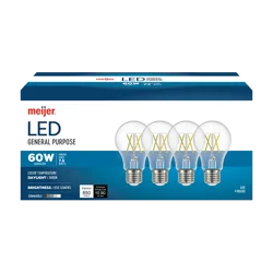 Meijer Led 7.5w Filament A19 Light Bulbs, Daylight, 60w Equivalent, 4 Ct