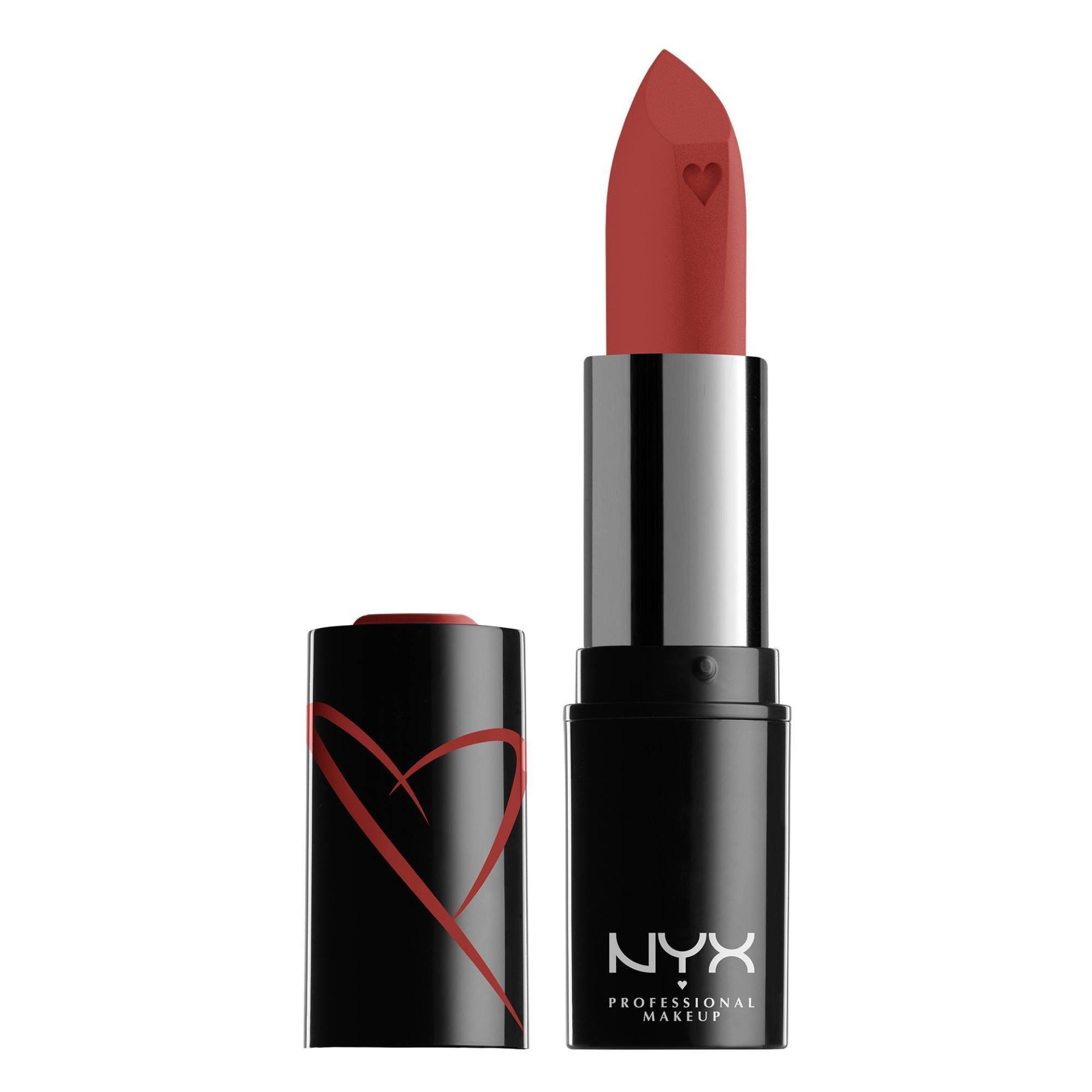 slide 1 of 4, NYX Professional Makeup Shout Loud Satin Lipstick Hot In Here, 1.28 oz