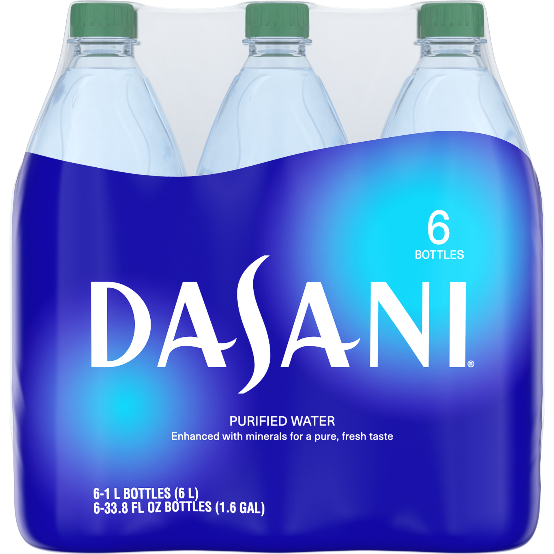 slide 1 of 5, DASANI Purified Water Bottles Enhanced with Minerals, 1 Liter, 6 Pack, 202.80 fl oz